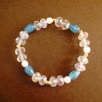Handmade by BubuStyle --- 海藍寶佐奧地利水晶珍珠手環