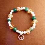 Handmade by BubuStyle --- PEACE綠瑪瑙x奧地利黃水晶珍珠手環